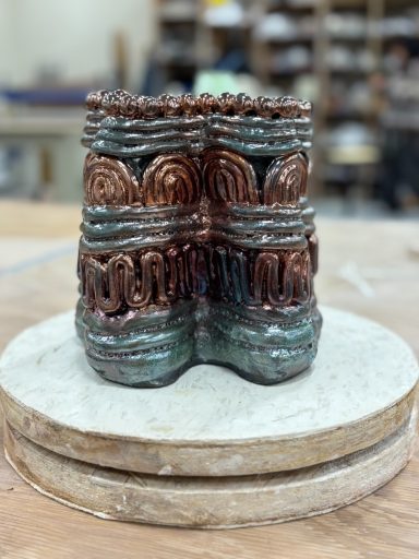 untitled coil vessel, raku fired with glaze| love, nina art | ceramics by nina herndon 